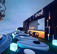 Canapé modulaire LED design européen moderne, tabouret de bar d'hôtel à une place, 16 couleurs changeantes, batterie rechargeable, salon