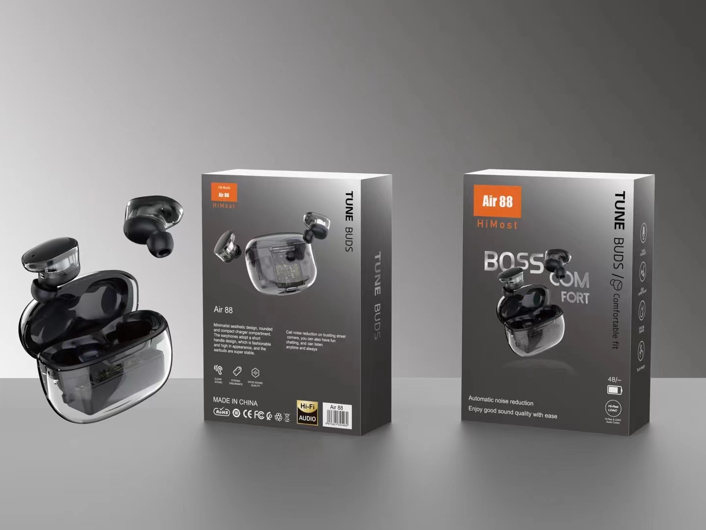 K-POP・アジア TWS Airyi Air 88 Transparent Punk Wireless Headphones - Dual HD Stereo