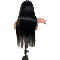 Perruque longue en dentelle transparente, cheveux humains vierges brésiliens Remy, pré-épilée, lisse, noire, densité 200%, vente en gros à prix abordable pour femmes