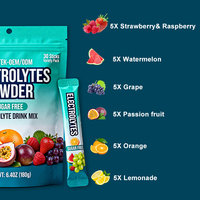 Poudre d'électrolytes en sachet, 30 sachets de réhydratation sans sucre, boisson électrolytique mélangée, pack de voyage pour une hydratation rapide