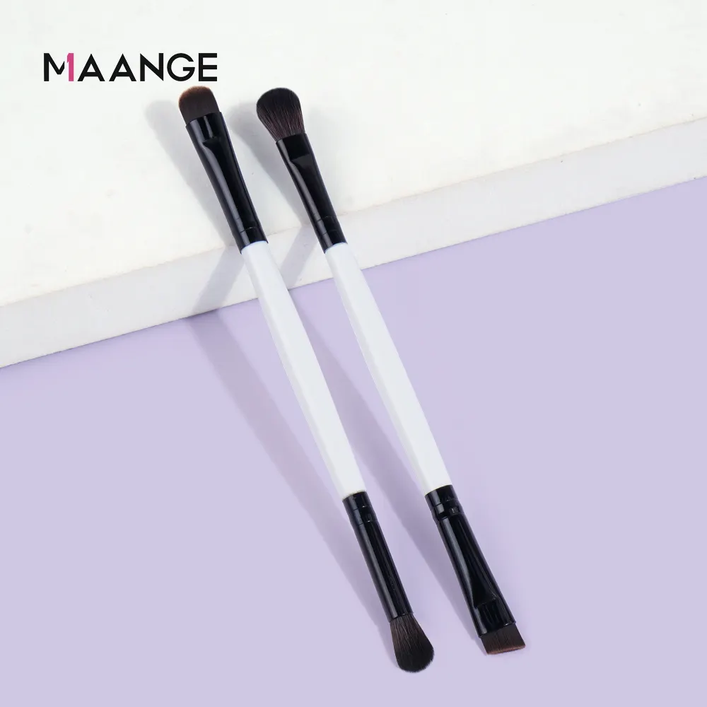 MAANGE Custom Logo Black White 2Pcs Set Double-ended Eye Shadow Brush