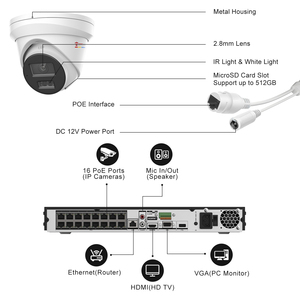 สหรัฐฯมีสินค้าในสต็อกระบบกล้อง IP 8MP 4K แบบ POE เกรดกันน้ำ IP67พร้อมกล้องทรงกระบอก32ตัว NVR 32ช่องสัญญาณ12MP และสวิตช์ POE 16ช่องสัญญาณพร้อมฟังก์ชันตรวจจับการเคลื่อนไหว - Product Image 5