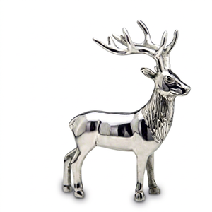 Figurine de cerf en argent faite à la main, décoration de table, sculpture animale de Noël, style traditionnel, art pour salon - Product Image 1