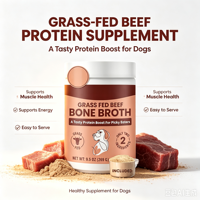 Poudre de Bouillon de Bœuf Nourri à l'Herbe pour Chiens de Grande Race, Chiots et Chatons – Supplément pour Animaux à Haute Teneur en Protéines, Vitamines et Minéraux – Idéal pour les Animaux Pêcheurs et pour la Santé