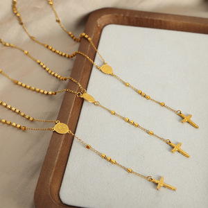 สร้อยคอจี้รูปกางเขนชุบทอง 18K สแตนเลสสตีล - Product Image 3