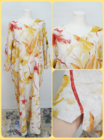 Prêt à expédier – Nouvelle robe Abaya ample et modeste pour femme, col en V, motif floral aquarelle, grande taille, livraison rapide en 7 jours
