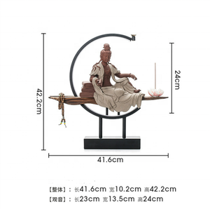 42*41*10cm Led Light Purple Sand Smoke Waterfall Sticks <strong>Holder</strong> Zen Ceramic Buddhha Backflow Incense Burner with Lamp Decor - Product Image 5