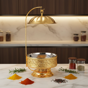 Magnifique chauffe-plat de buffet plaqué or de 8 litres pour banquets, mariages, fêtes – Élégant réchaud alimentaire en acier inoxydable - Product Image 4