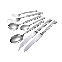 Ensemble de couverts en acier inoxydable 304 avec manche martelé, finition miroir argenté, couteau, fourchette, cuillère pour mariage, restaurant, vente en gros