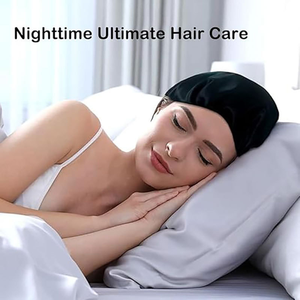 Bonnet de <span class=keywords><strong>nuit</strong></span> réversible en satin 2-en-1 avec <span class=keywords><strong>filet</strong></span> à <span class=keywords><strong>cheveux</strong></span> intégré et logo personnalisé pour femme – Soin capillaire - Product Image 5