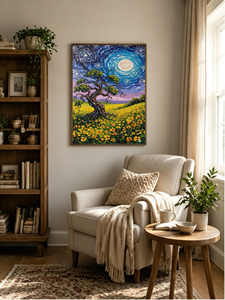 Pittura Diamantata Fai <span class=keywords><strong>da</strong></span> Te 5D <span class=keywords><strong>Notte</strong></span> Stellata, con Diamanti Rotondi a Copertura Totale, Stile <span class=keywords><strong>Van</strong></span> <span class=keywords><strong>Gogh</strong></span>, Mosaico Paesaggistico, Decorazione Murale 40x50cm - Product Image 4