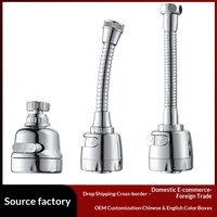 Prolongateur universel de robinet avec filtre amplificateur de pression pour douchette, dispositif moussant rotatif allongé, économiseur d'eau, chromé, garantie 1 an