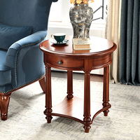 Table basse en bois massif de style américain, table d'appoint en bois pour canapé, table ronde pour salon, petite table à thé décontractée de style hôtelier