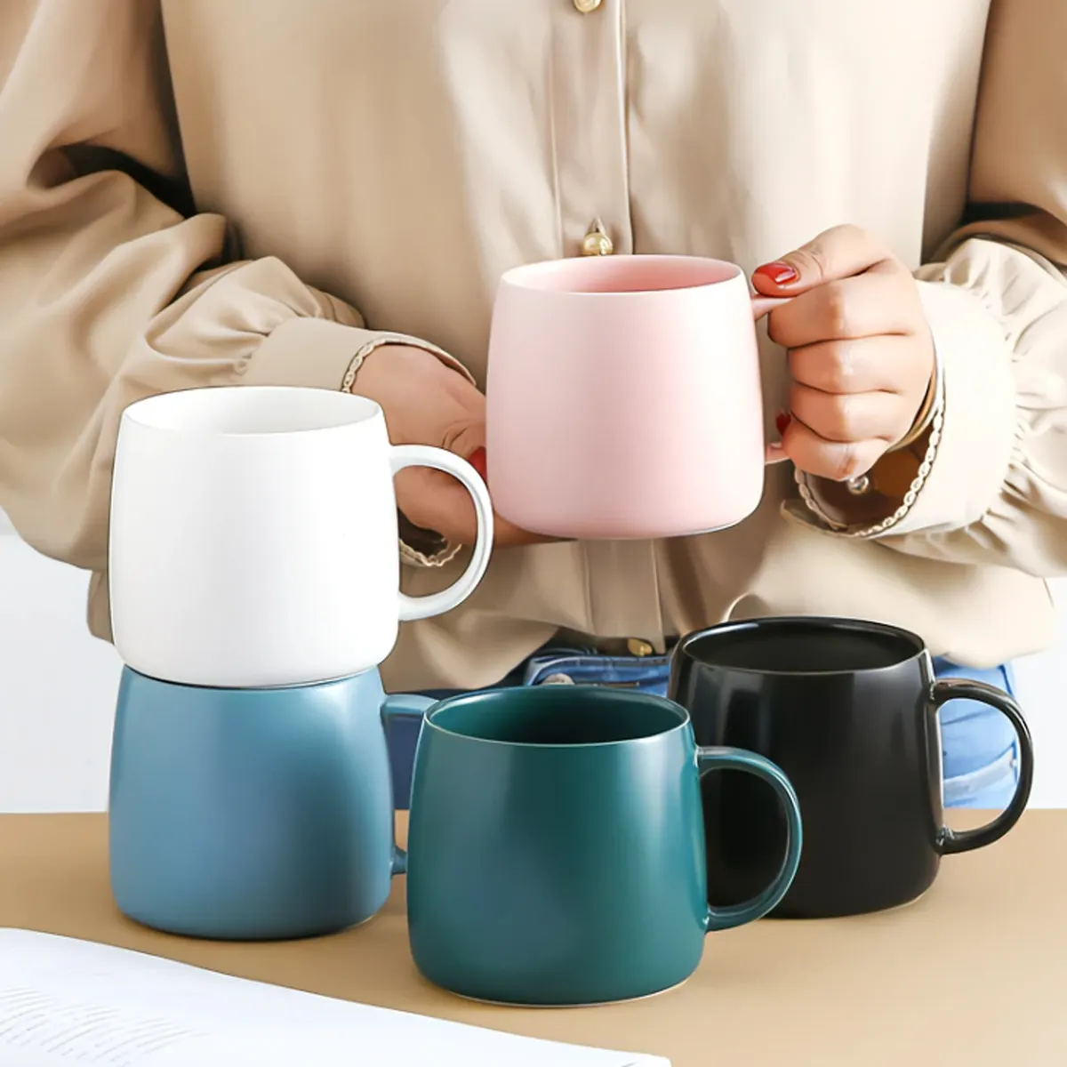 Belanja Satu Atap Gaya Sederhana Nordic Porselen Rumbai Keramik Cangkir Teh Kopi Cangkir Minum Sublimasi Mug Keramik