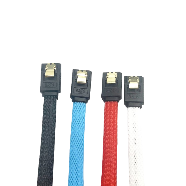 6Gbps Straight HDD SDD Data Cable, SATA 3.0 Nylon Braided Cable with Locking Latch for SATA HDD, SSD, CD Driver