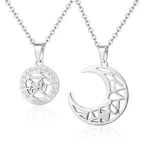 Best-selling titanium steel necklace in Japan and South Korea, fashionable sun moon pendant necklace, hip-hop couple necklace