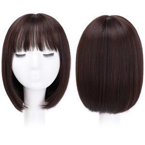 Peluca corta y recta Xinyao M7005A de fibra sintética marrón para mujer, cualquier forma de rostro, realista y a la moda - Product Image 1