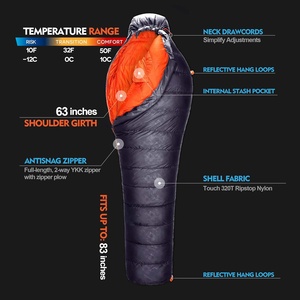 Sac de couchage respirant à double fermeture éclair, portable, pour le camping, chaud jusqu'à <span class=keywords><strong>0</strong></span> degré, avec sac de rangement, 400 fill power, <span class=keywords><strong>duvet</strong></span> d'oie - Product Image 2