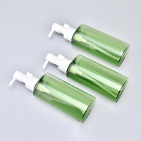 Sérum de soin pour la peau, démaquillant, shampoing, bouteille en plastique PET 150 ml, bouteille en plastique verte pour démaquillant avec pompe à pression