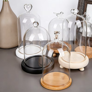 Campana <span class=keywords><strong>di</strong></span> <span class=keywords><strong>Vetro</strong></span> Antipolvere per Esposizione, Coperchio Decorativo per Candele da Tavolo con Base in Legno, Campana <span class=keywords><strong>di</strong></span> <span class=keywords><strong>Vetro</strong></span> Decorativa - Product Image 1