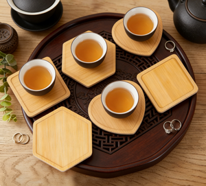 Cross-Border Luxury <b>Bamboo</b> Wood Coaster Sets DIY Mosaic Square Pad Base Wholesale Low Prices High-End Dining <b>Table</b> Feel. - Product Image 6
