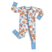 Combinaison bébé en bambou à imprimé animal personnalisé, fermeture éclair, unisexe, pyjama d'été pour nourrissons et tout-petits, style Europe Amérique