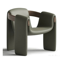 Fauteuil de salon sculptural moderne en boucle avec accents en bois, pour salon et hôtel, vente en gros, OEM, personnalisé