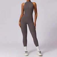Combinaison de yoga une pièce sexy et respirante pour le sport, avec fermeture éclair et sans manches, pour le fitness et le remodelage corporel