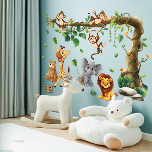 Amovible Enfants Enfants <span class=keywords><strong>Jungle</strong></span> Animal <span class=keywords><strong>Arbre</strong></span> Cartoon Stickers Muraux pour Chambre - Product Image 4