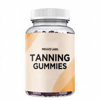 Complément alimentaire pour la peau en gommes vegan à l'astaxanthine, à la bêta-carotène et à la vitamine C, marque privée SPL, gommes bronzantes