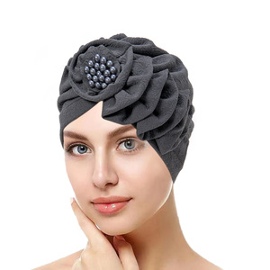HZM-23340 Musulman Turban <span class=keywords><strong>Bonnet</strong></span> pour Femmes Foulard Chapeau Respirant Islam Femmes Pré Attaché Fleur <span class=keywords><strong>Chimio</strong></span> Chapeau - Product Image 6