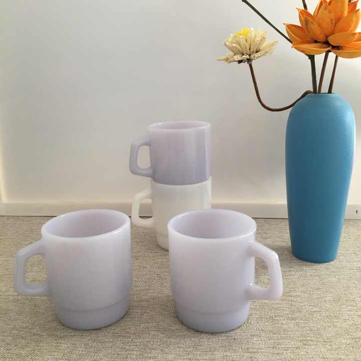 Shanxi Factory Direct Wholesale Korean Milk Glass Purple Jade Glass Coffee Mug  Milk Cup with Handle