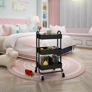 3-Tier Storage Cart Rolling <b>Trolley</b> Cart Metal Utility Shelves with <b>Wheels</b> and Handles for Kitchen <b>Makeup</b> <b>Trolley</b> Cart - Product Image 4