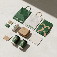Ensemble d'emballages alimentaires et pour café écologiques Nova 2026, nouveau design, logo personnalisé, avec sac, pochette, boîte, carte de visite