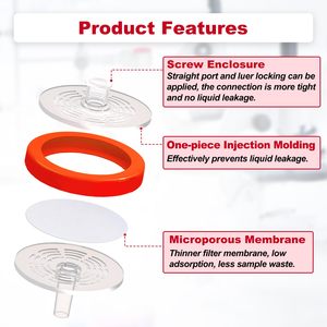 Filtro <span class=keywords><strong>de</strong></span> Jeringa PTFE Hidrófobo para Solventes Orgánicos y Gases, WEIAI Lab Filtration, Luer Lock, 0.02/0.22um/0.45um/0.1/0.8/1/3/5um, para HPLC y GC - Product Image 3