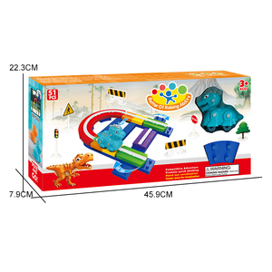 Meilleures ventes <span class=keywords><strong>2022</strong></span> : Ensemble de jeu pour enfants avec toboggan de course, puzzle en plastique, effets lumineux et sonores, jouets <span class=keywords><strong>dinosaures</strong></span> et circuit de voitures - Product Image 6