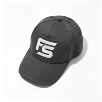 Custom 5 Panel Gorras Snapback Trucker Cap Laser-boring Nylon Perforado Performance Hat con parche de goma