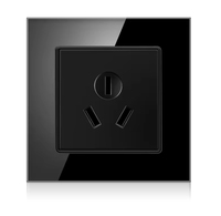 NOVSKI Prise murale 3C en verre trempé miroir pour prise de courant 16A à trois broches 86x86mm avec griffe de fixation