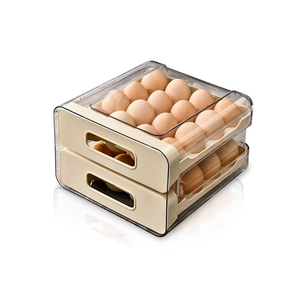 32 Capacity Stackable <b>Drawer</b>-type <b>Plastic</b> Egg Organizer Kitchen 2-Tier Fridge with Dustproof Eco-Friendly Durable Modern Design - Product Image 1