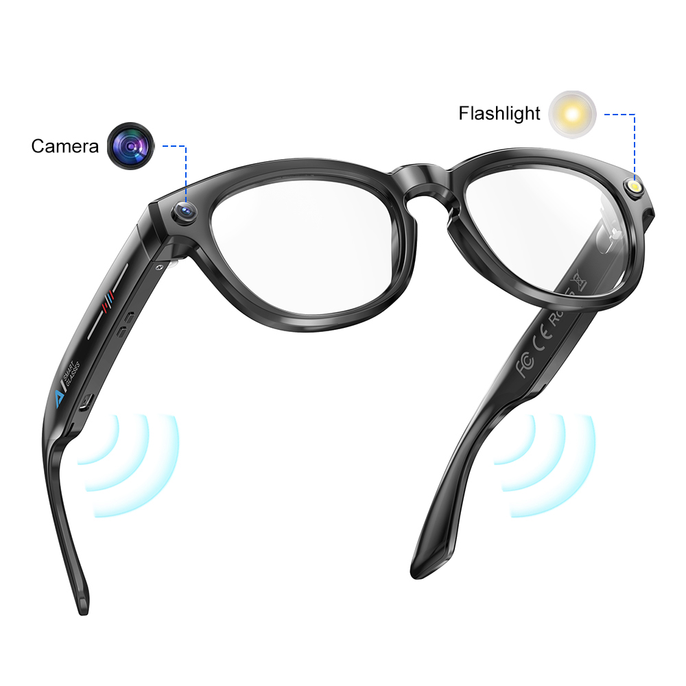 2026 GS380 Smart Wearable Headset with Camera AI Photo Flashlight Video Auto Color Change Lens Pedometer Distance Smart Glasses