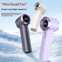 Ventilateur portable numérique mini 2000 mAh avec écran, rechargeable par USB, haute vitesse, moteur sans balais, pour extérieur, ventilateur personnel de refroidissement