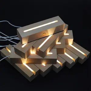 <span class=keywords><strong>Diy</strong></span> 3d Led לילה מנורת עץ Led אור בסיס מלבני Led שולחן מנורת עץ בסיסי לילה אור - Product Image 5