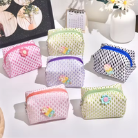 Dompet Mini Kualitas Tinggi Bahan Kanvas Polyester Vintage, Dompet Ramping Anti Maling dengan Ritsleting, Desain Kartun Sederhana, Banyak Slot Kartu