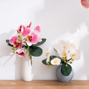 CL09004 bunga buatan sentuhan asli kupu-kupu <span class=keywords><strong>Mini</strong></span> anggrek <span class=keywords><strong>Phalaenopsis</strong></span> daun Faux untuk dekorasi rumah pernikahan bunga taman - Product Image 3