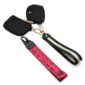 Porte-monnaie en polyester personnalisé Porte-clés poignet main Porte-clés avec sangle porte-monnaie