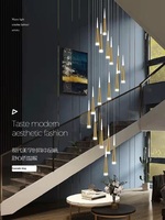 Lustre rotatif en fer pour escalier, tube conique noir, LED, pour maison, bureau, îlot de cuisine, salle à manger, café