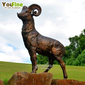 Statue de chèvre en bronze grandeur nature pour jardin extérieur, grande sculpture en métal moulé de bélier, ibex, <span class=keywords><strong>mouton</strong></span> des montagnes pour la décoration de la cour - Product Image 4