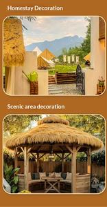 Toiture en chaume synthétique artificielle pour jardin, gazebo extérieur - Imperméable, résistant au feu, écologique, <span class=keywords><strong>rouleau</strong></span> d'herbe jaune - Product Image 4