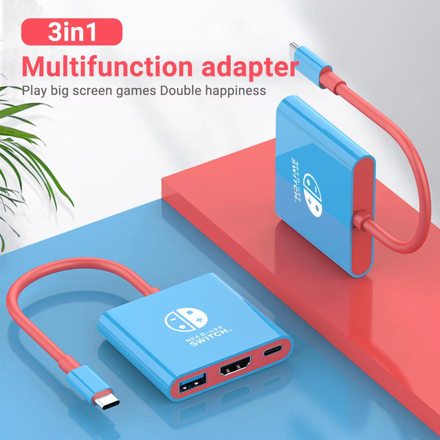 NS-331 3in1 USB C HUB Type C to HDTV 4K PD 100W Fast Charging USB 3.0 Docking Adapter for Nintendo Switch Macbook Computer