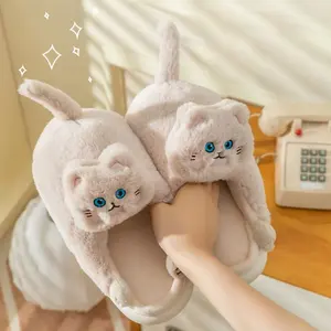 Chaussures en coton en peluche pour chat, vente en gros, automne et hiver, pantoufles d'intérieur pour couple, pantoufles chaudes et mignonnes pour dames - Product Image 4